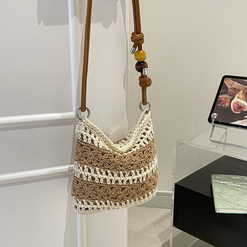 Women crocheted shoulder bag with decorative details-https://detail.1688.com/offer/1052324400056.html-Calm Wears-Khaki-nothing-Calm Wears