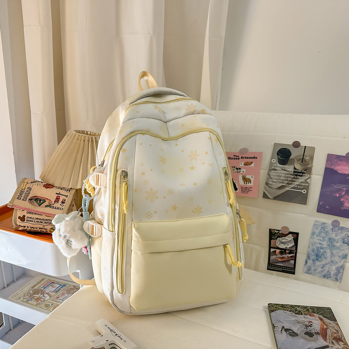 Backpack with Elegant, Floral Design and Many Compartments