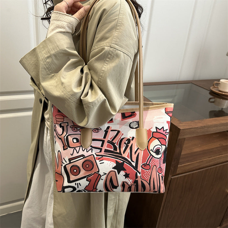 Women's Tote Bag with imaginative space travel motif-https://detail.1688.com/offer/1005232288918.html-Calm Wears-White-Size: no pendants-Calm Wears