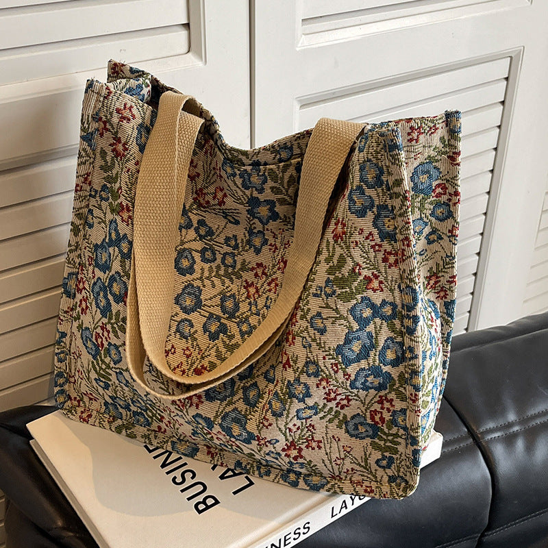 Women's tote bag with floral embroidery design and sturdy handles-https://detail.1688.com/offer/810077843072.html-Calm Wears-Rosa-nothing-Calm Wears