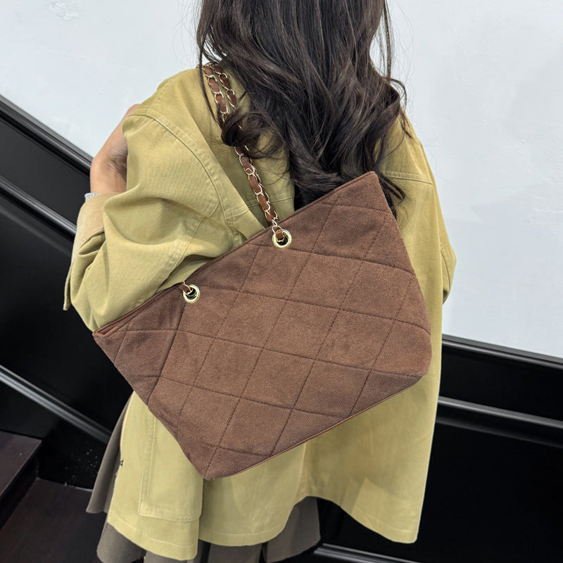 WoQuilted Suede Shopping Tote