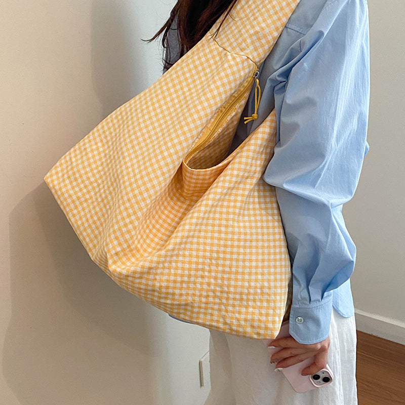 WoGingham Print Slouchy Shoulder Bag