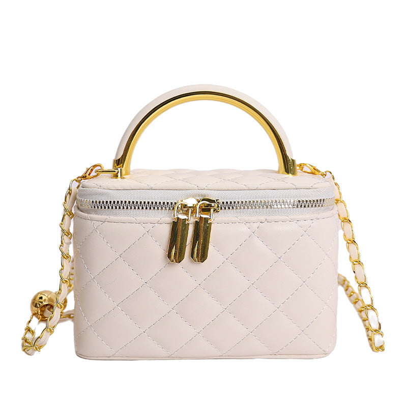 Women's mini handbag with gold chain accent and textured design-https://detail.1688.com/offer/1039511936051.html-Calm Wears-White-nothing-Calm Wears