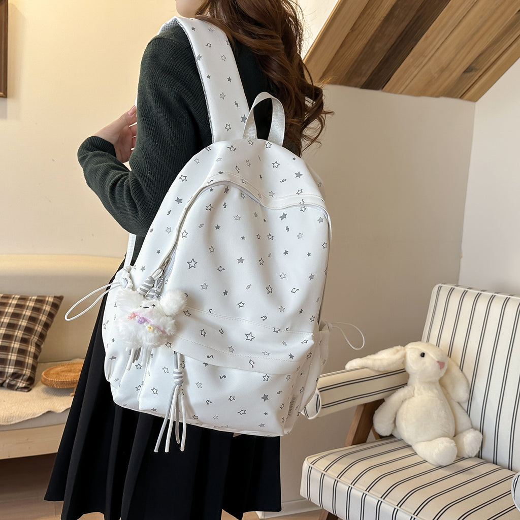 Fashionable backpack with colorful star pattern