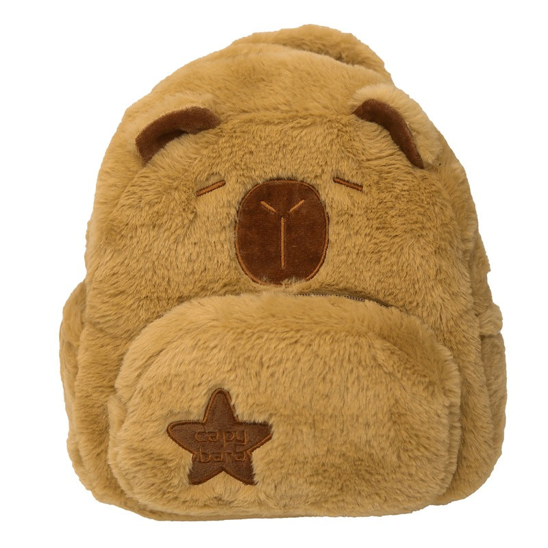 Plush Capybara Character Backpack