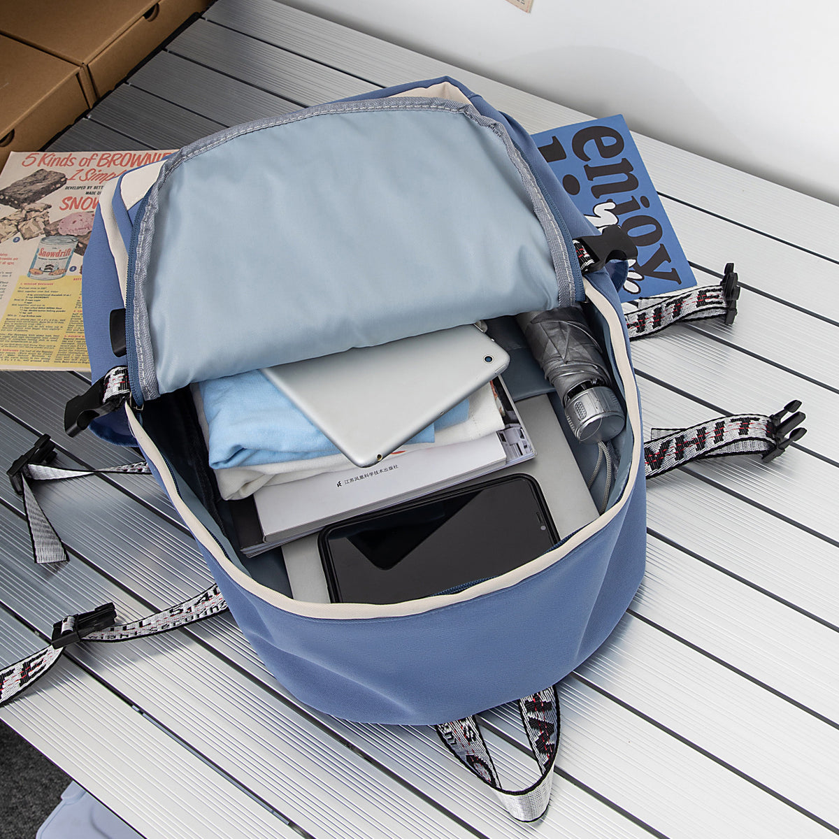 More modern backpack with versatile compartments and creative applications
