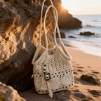 Ladies crocheted shoulder bag with decorative fringes and unique accents-https://detail.1688.com/offer/1016463857877.html-Calm Wears-Khaki-nothing-Calm Wears
