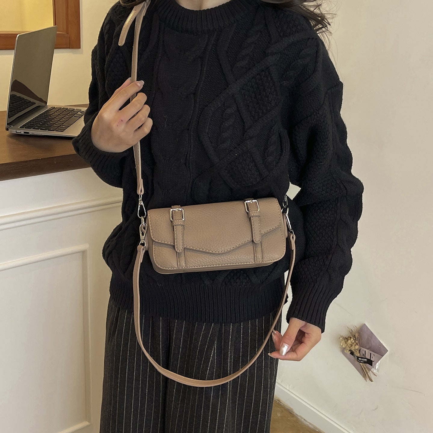 Women's elegant shoulder bag made of textured synthetic leather with adjustable shoulder strap-https://detail.1688.com/offer/1005013698614.html-Calm Wears-Black-nothing-Calm Wears