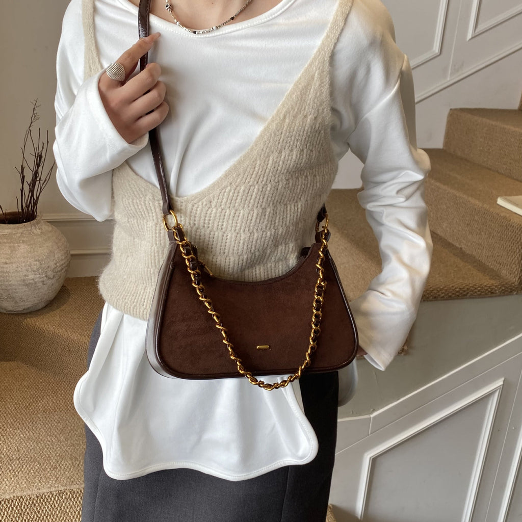 Women's fashionable shoulder bag in vintage look with chain strap-https://detail.1688.com/offer/997435712249.html-Calm Wears-Braun-nothing-Calm Wears