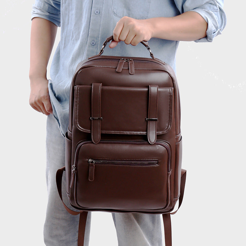 Stylish Multi-Compartment Leather Backpack Calm Wears