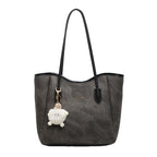 Women's Tote Bag with playful faux fur pendant-https://detail.1688.com/offer/1036152849432.html-Calm Wears-Braun-Size: With pendant-Calm Wears