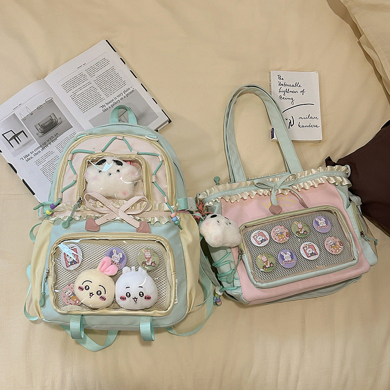 Fashionable leisure backpack with creative details and versatile compartments