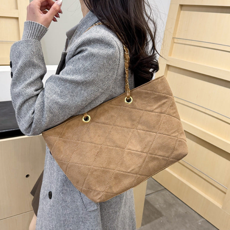 WoQuilted Suede Shopping Tote