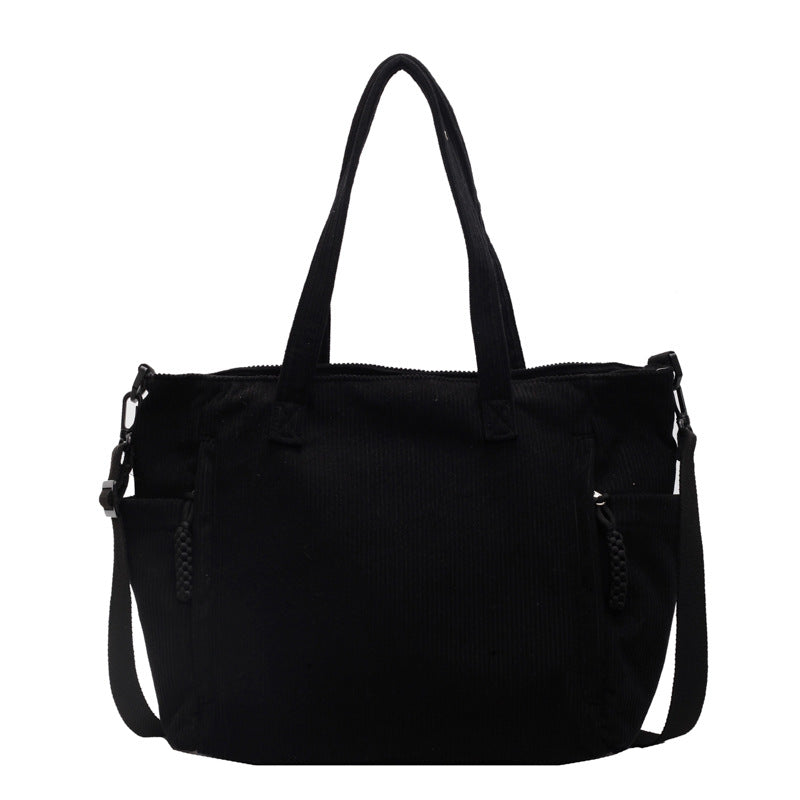 Multi-Pocket Canvas Tote Bag