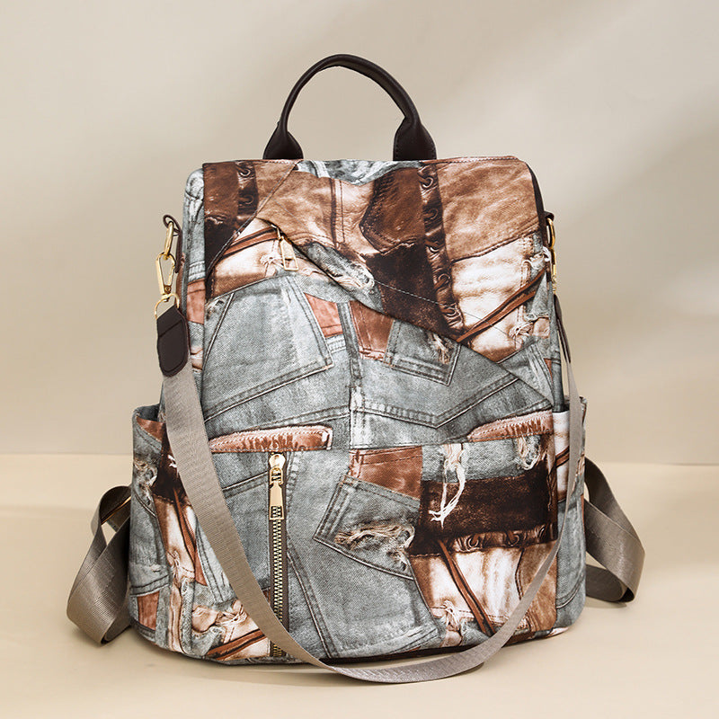 Stylish Denim Pattern Backpack