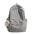 Checkered Patterned Multi-Pocket Backpack