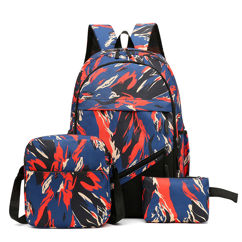 Fashionable backpack set with multiple compartments