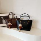 Women's tote bag made of high-quality artificial leather with a charming pendant from-https://detail.1688.com/offer/847109924464.html-Calm Wears-Black-Size: without pendant-Calm Wears