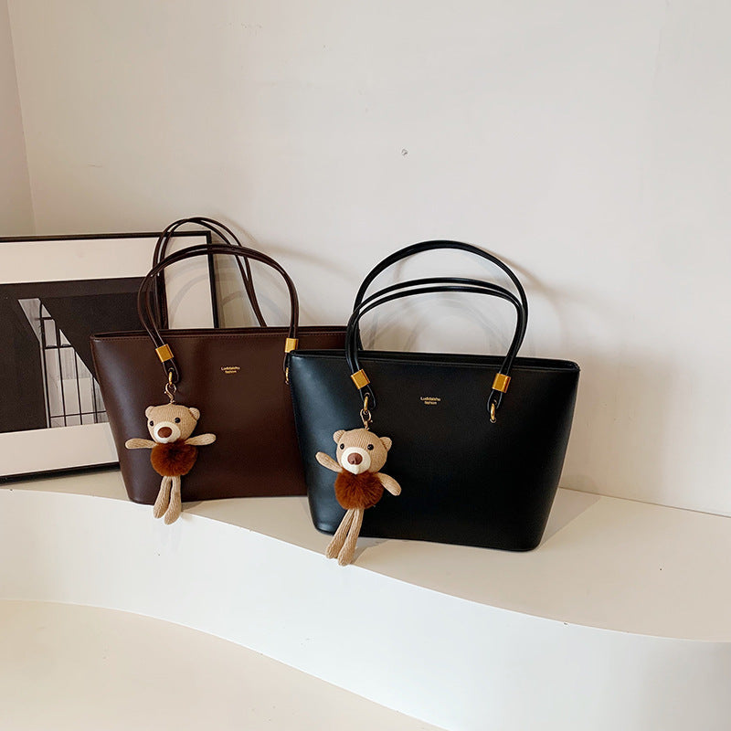 Women's tote bag made of high-quality artificial leather with a charming pendant from-https://detail.1688.com/offer/847109924464.html-Calm Wears-Black-Size: without pendant-Calm Wears