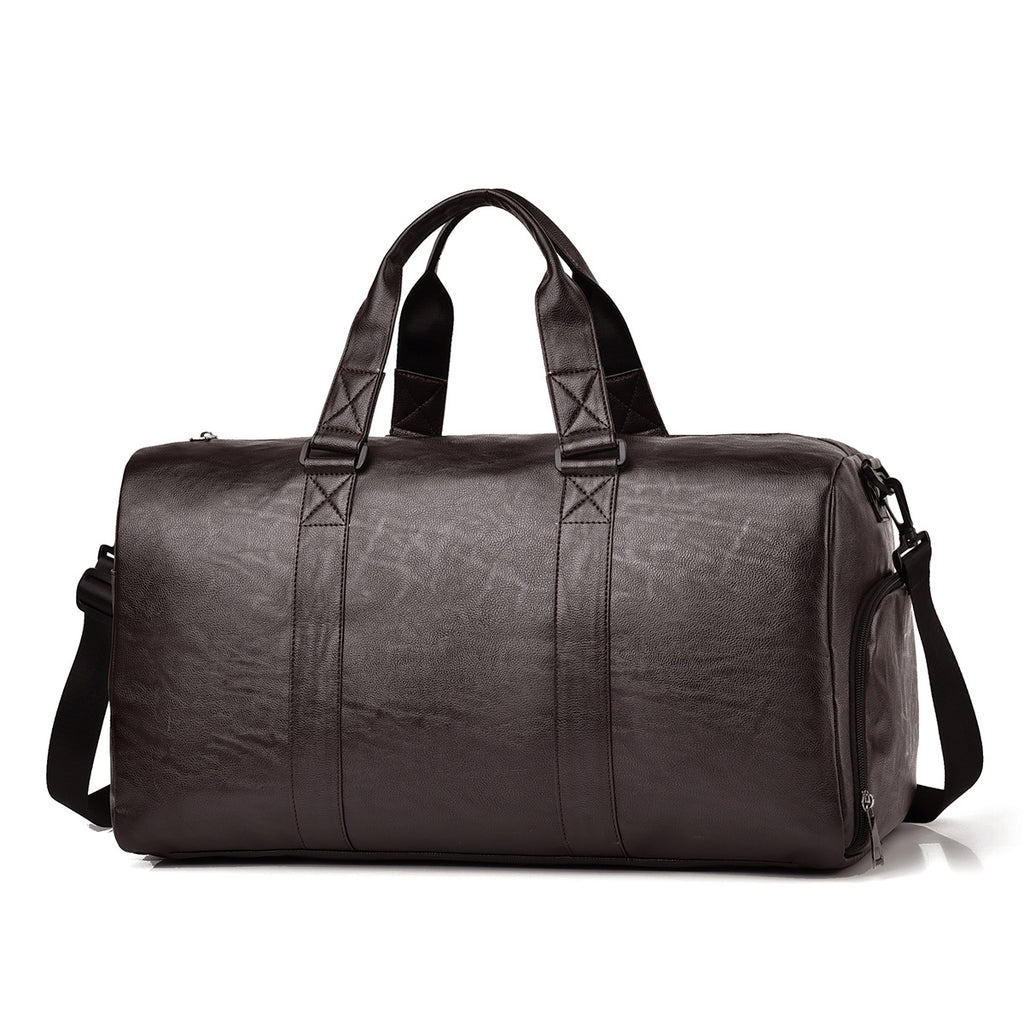 Travel bag made of high-quality leather with robust carrying handles