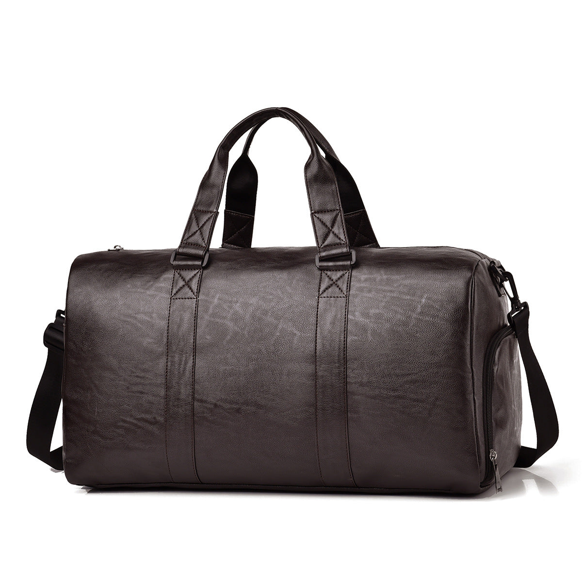 Travel bag made of high-quality leather with robust carrying handles