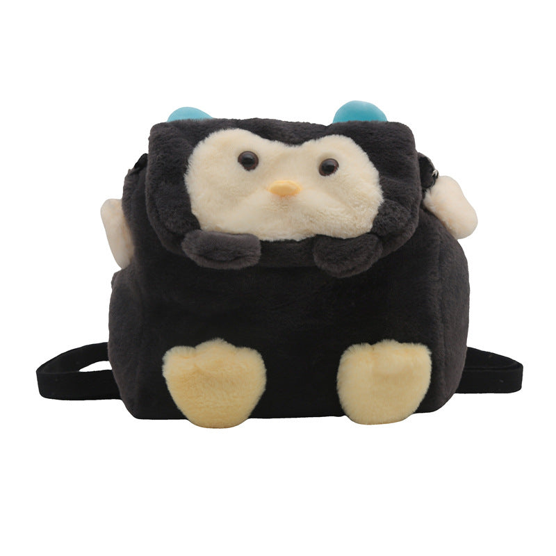 Plush backpack with cute penguin design