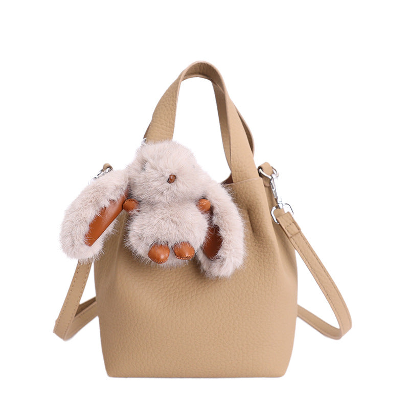 Women's mini handbag with detachable plush charm