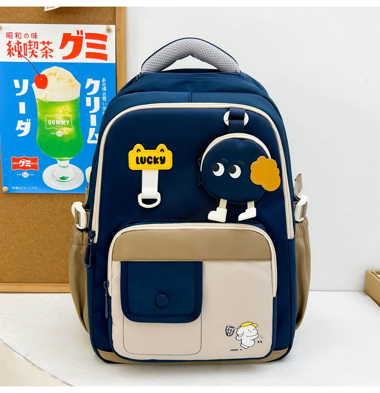 Cute Character-Designed Multi-Pocket School Backpack-https://detail.1688.com/offer/1065399547627.html-Calm Wears-Navy-Calm Wears