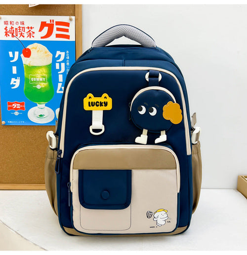 Cute Character-Designed Multi-Pocket School Backpack-https://detail.1688.com/offer/1065399547627.html-Calm Wears-Navy-Calm Wears