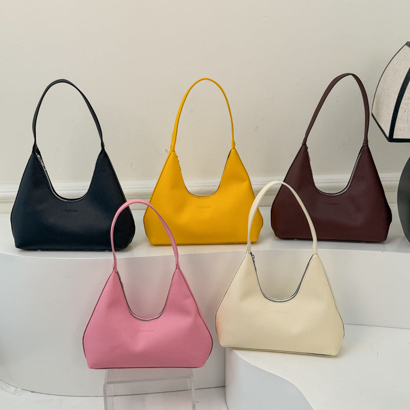 Textured Ribbed Hobo Handbag