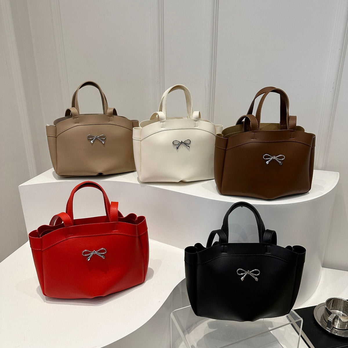 Elegant Bow Accent Handheld Tote Bag