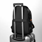 Leisure backpack with breathable mesh inserts and versatile compartments