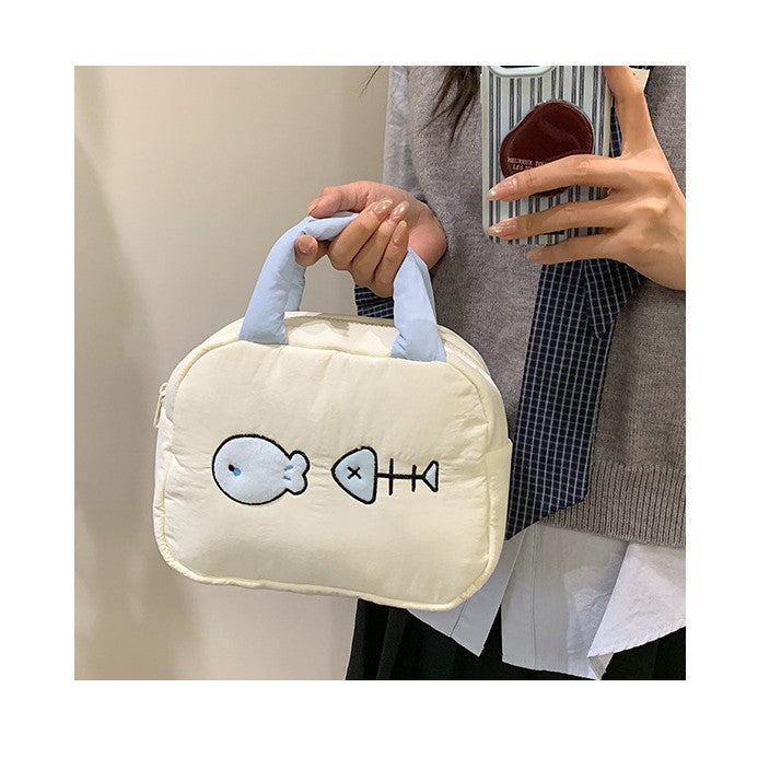 Cute Embroidered Fish-Themed Lunch Bag
