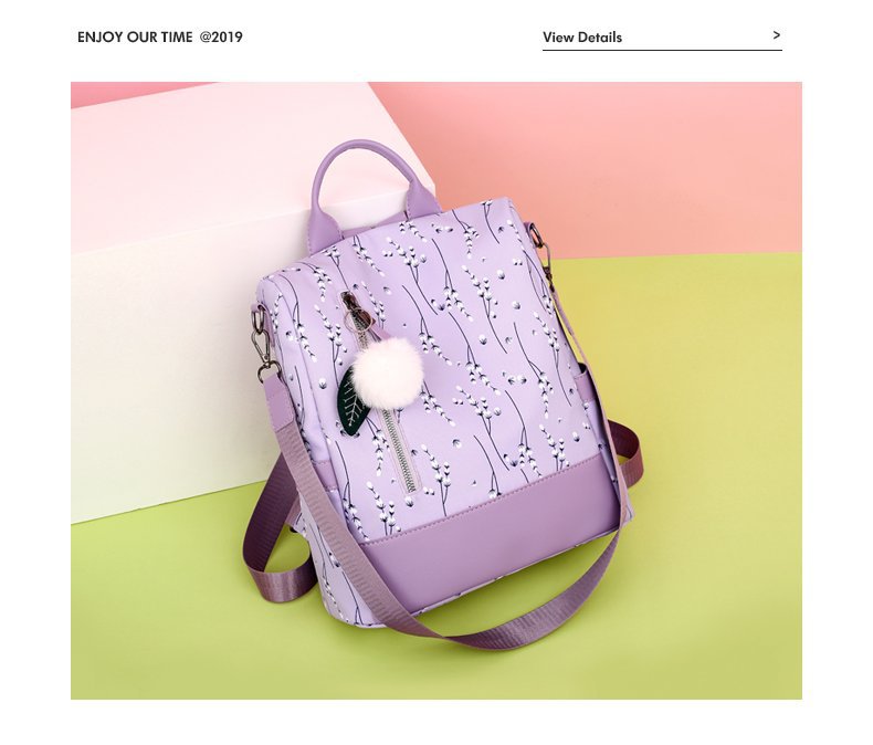 Stylish Floral Print Multi-Compartment Backpack
