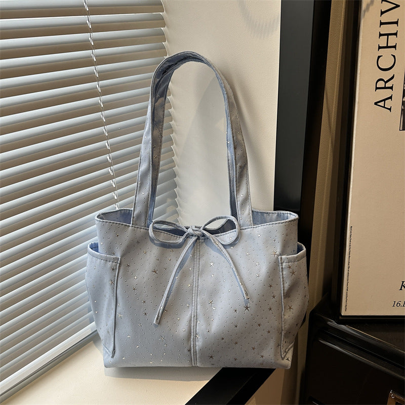 Women's Tote Bag with Sparkling Star Design-https://detail.1688.com/offer/1043998999749.html-Calm Wears-Blue-nothing-Calm Wears