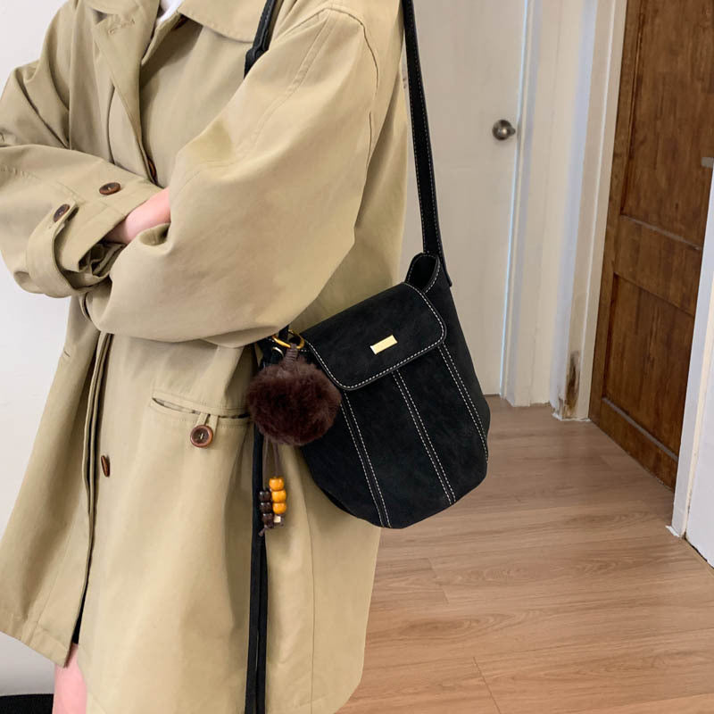 Ladies fashionable crossbody bag with fluffy pendant-https://detail.1688.com/offer/992380376855.html-Calm Wears-Black-nothing-Calm Wears