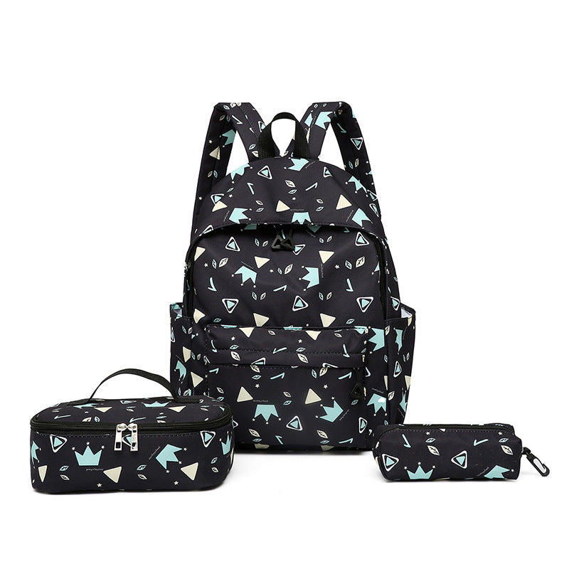 Stylish backpack with separate lunch container and pencil case