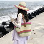 WoColorful Straw Beach Tote Bag