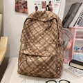 Backpack with Fashionable Check Pattern and Practical Compartments