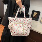 Functional Floral Print Tote Bag