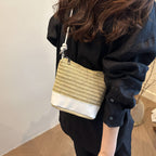 Woven Straw and Leather Crossbody Bag