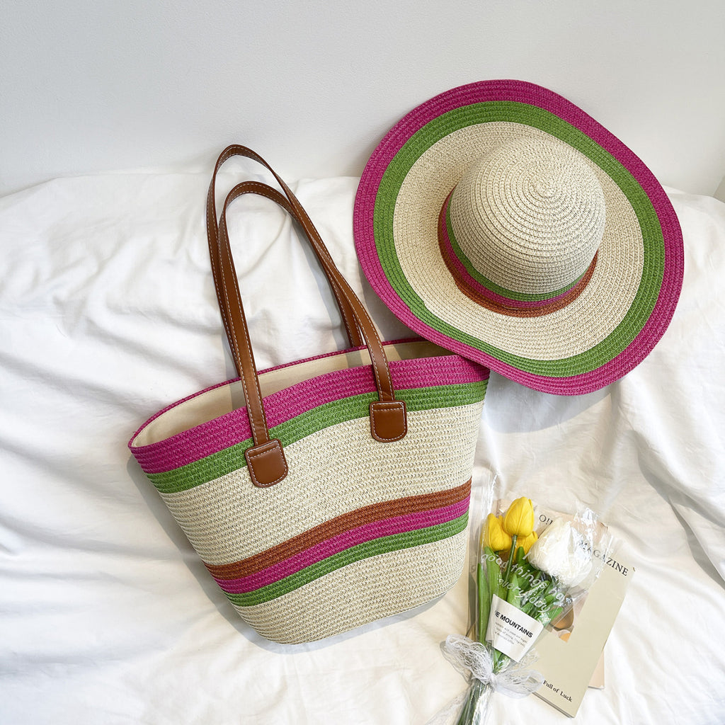 WoColorful Straw Beach Tote Bag
