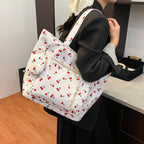 Functional Floral Print Tote Bag