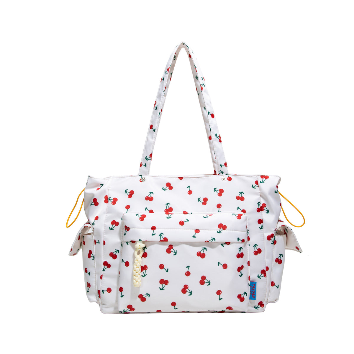 Cherry Print Multi-Pocket Tote Bag