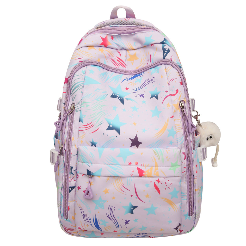 Backpack with Colorful Star Pattern and Innovative Storage Options