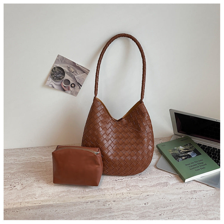 Woven Leather Hobo Bag
