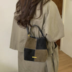 Women’s mini hobo bag made of high-quality suede leather with decorative stitching