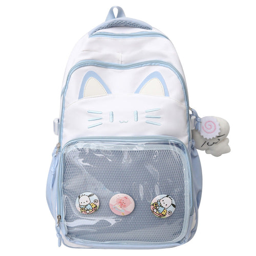 Cute Cat-Themed School Backpack-https://detail.1688.com/offer/857308812538.html-Calm Wears-Blue-Calm Wears