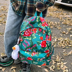 Leisure backpack with colorful floral pattern