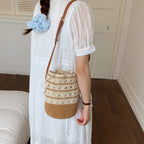 Ladies crocheted shoulder bag with fashionable drawstring-https://detail.1688.com/offer/1046006069849.html-Calm Wears-Beige-nothing-Calm Wears